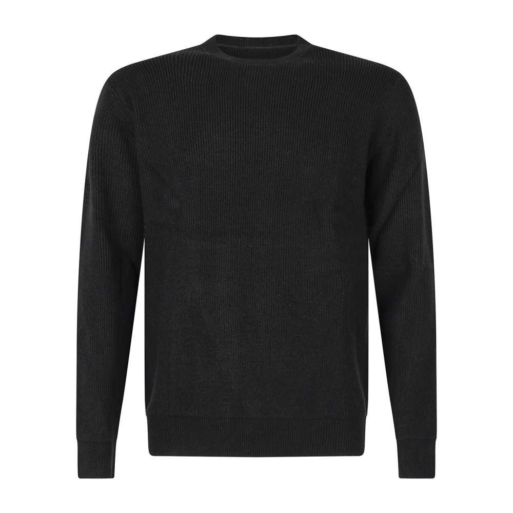 Markup - Maglione girocollo nero a costa inglese regular fit per uomo |