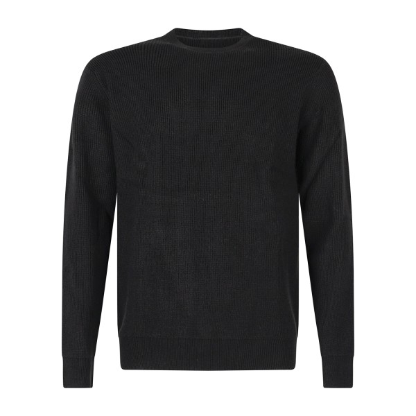 Markup - Maglione girocollo nero a costa inglese regular fit per uomo |
