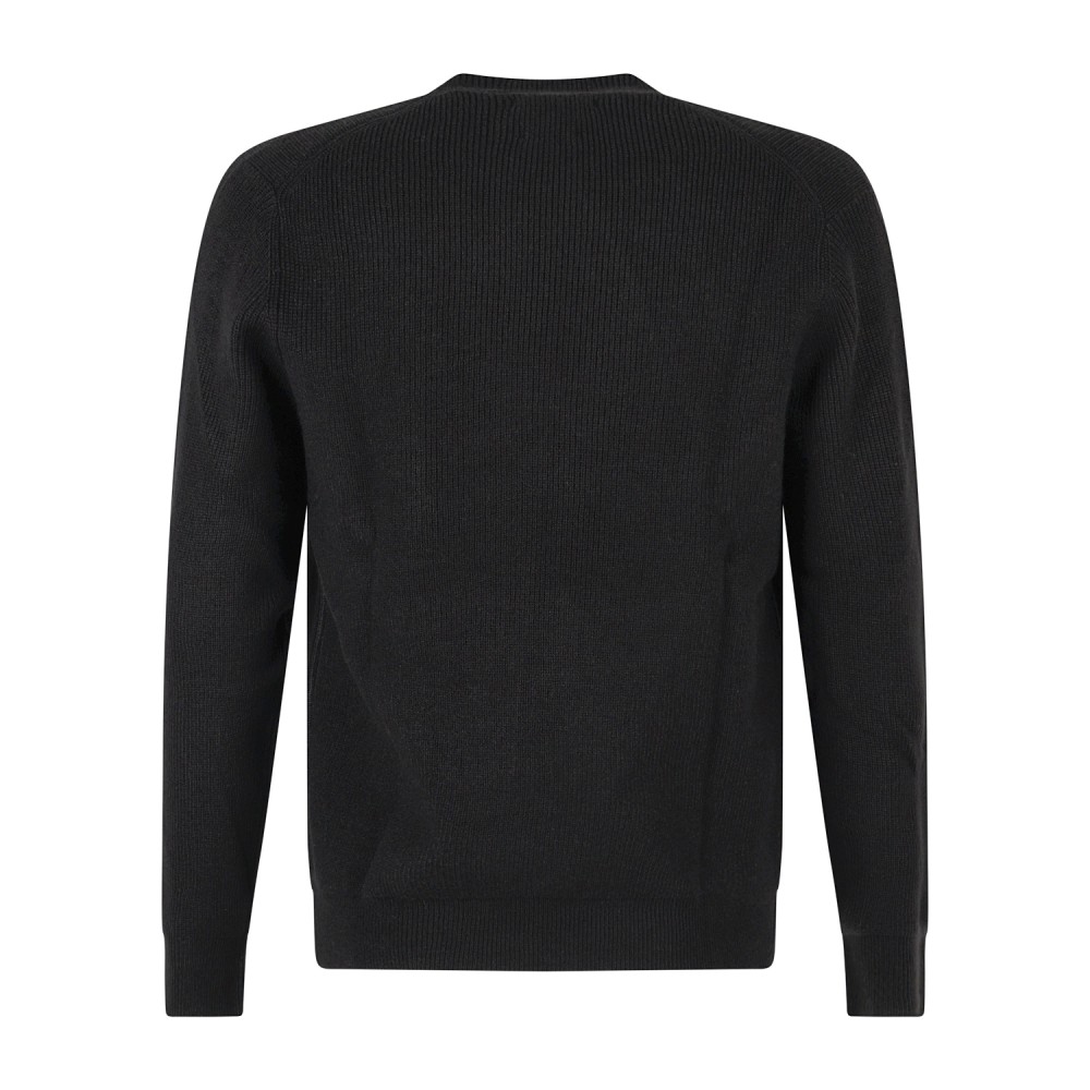 Markup - Maglione girocollo nero a costa inglese regular fit per uomo |