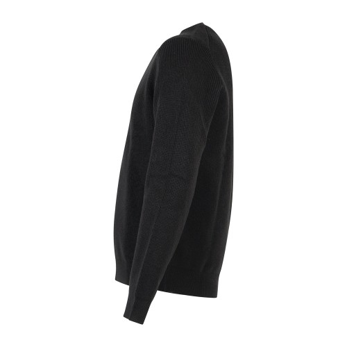 Markup - Maglione girocollo nero a costa inglese regular fit per uomo | 2