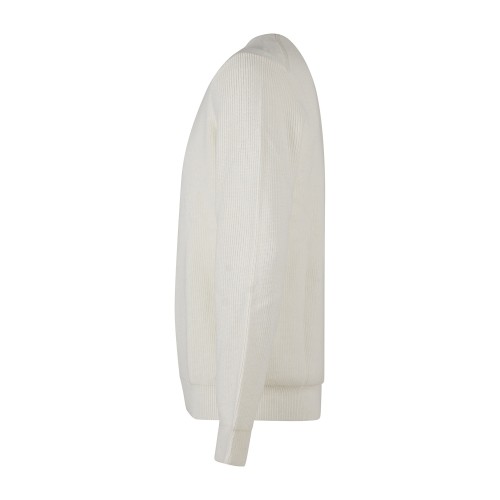 Markup - Maglione girocollo bianco a costa inglese regular fit per uomo | 2