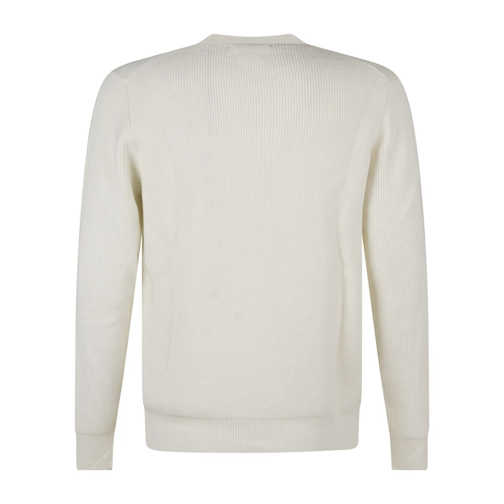 Markup - Maglione girocollo bianco a costa inglese regular fit per uomo |