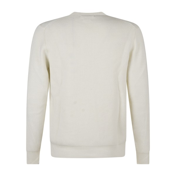 Markup - Maglione girocollo bianco a costa inglese regular fit per uomo |