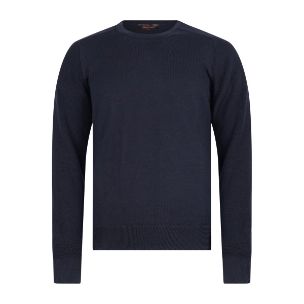 Gran Sasso - Maglione girocollo blu in lana vergine idrorepellente con