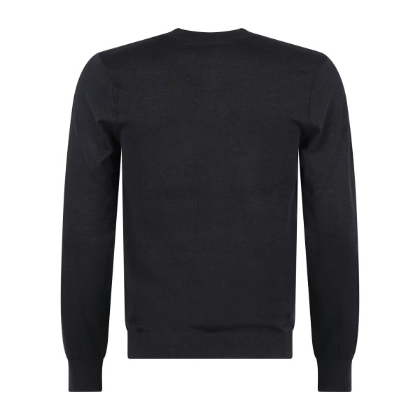 Armani Exchange - Maglione girocollo blu in misto lana regular fit per uomo |