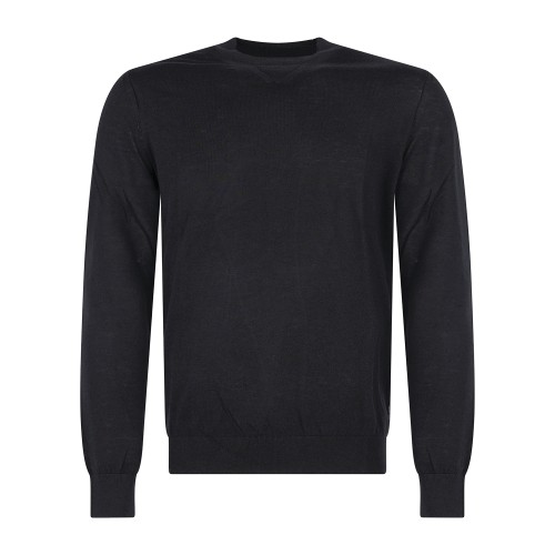Armani Exchange - Maglione girocollo blu in misto lana regular fit per uomo |
