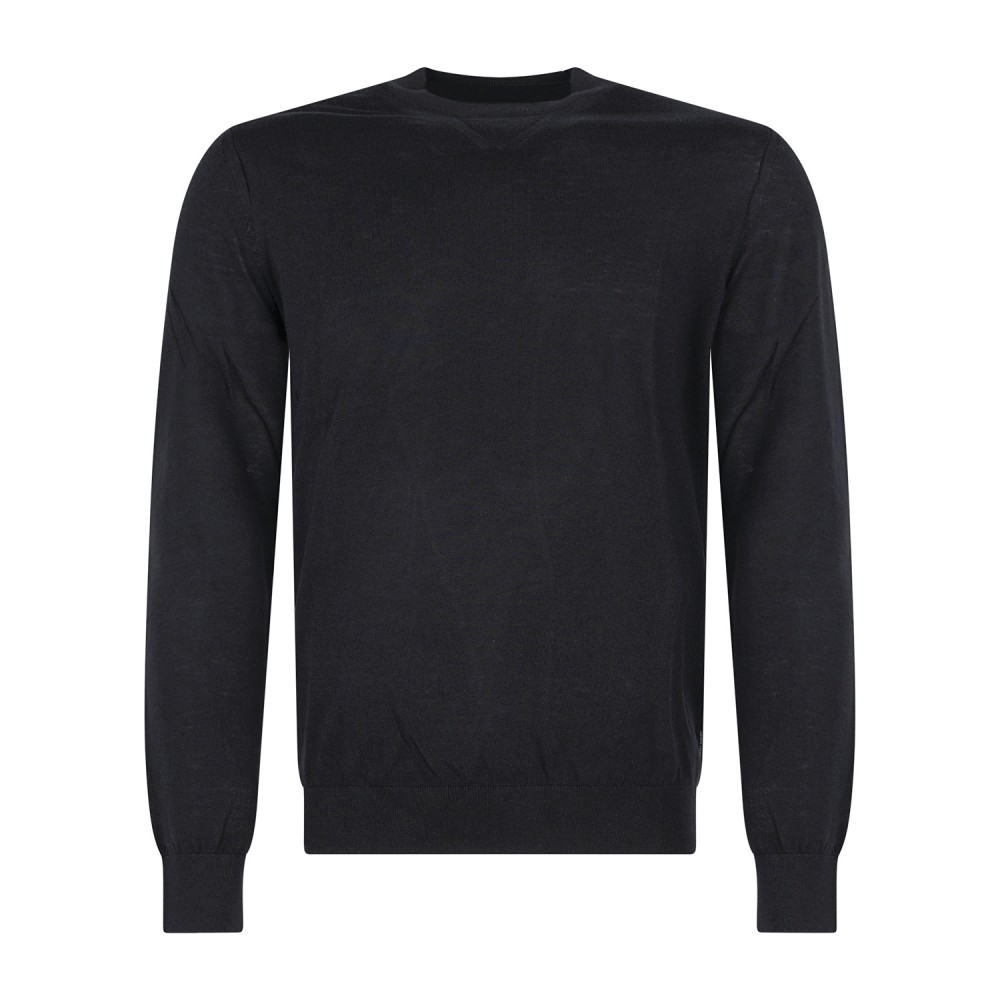 Armani Exchange - Maglione girocollo blu in misto lana regular fit per uomo |
