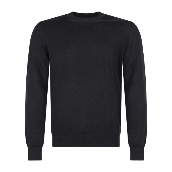 Armani Exchange - Maglione girocollo blu in misto lana regular fit per uomo |