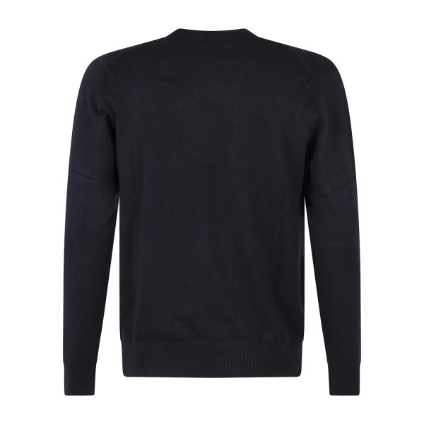 Markup - Maglione girocollo blu in viscosa con patch logo slim fit per uomo |