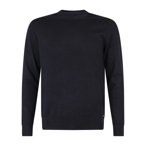 Markup - Maglione girocollo blu in viscosa con patch logo slim fit per uomo |