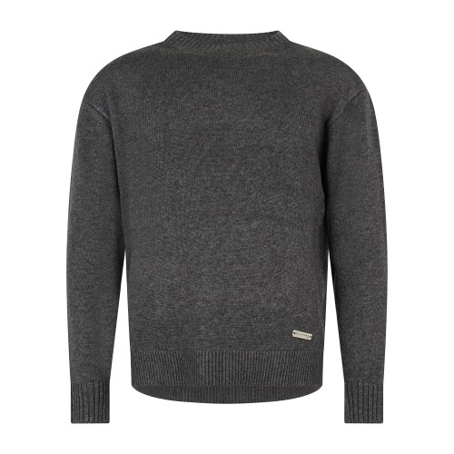 Richmond X - Maglione girocollo grigio in lana con logo ricamato regular fit