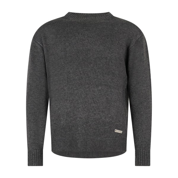 Richmond X - Maglione girocollo grigio in lana con logo ricamato regular fit