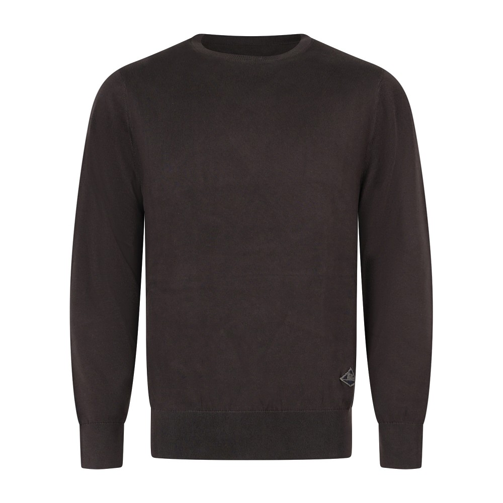 Roy Roger's - Maglione girocollo marrone in cotone per uomo | rru502cv38xxxx