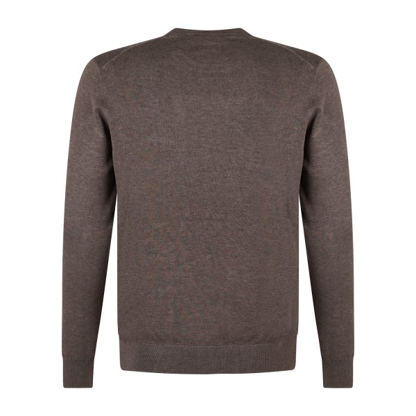 Markup - Maglione girocollo marrone in viscosa con patch logo slim fit per uomo