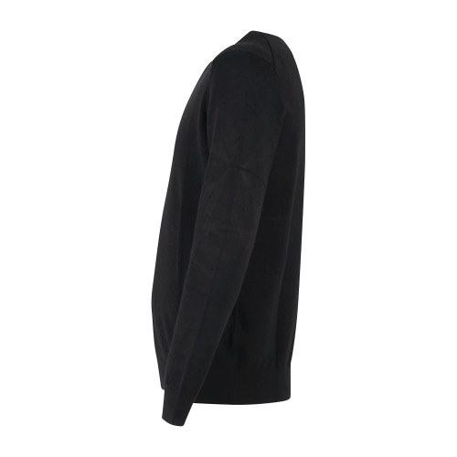 Markup - Maglione girocollo nero in viscosa con patch logo slim fit per uomo | 2