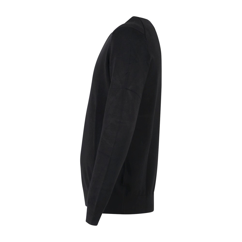 Markup - Maglione girocollo nero in viscosa con patch logo slim fit per uomo |