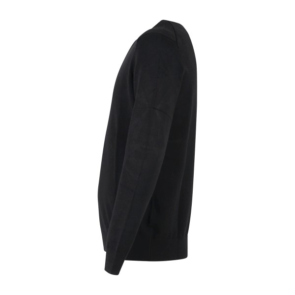 Markup - Maglione girocollo nero in viscosa con patch logo slim fit per uomo |
