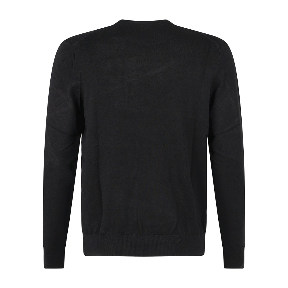 Markup - Maglione girocollo nero in viscosa con patch logo slim fit per uomo |