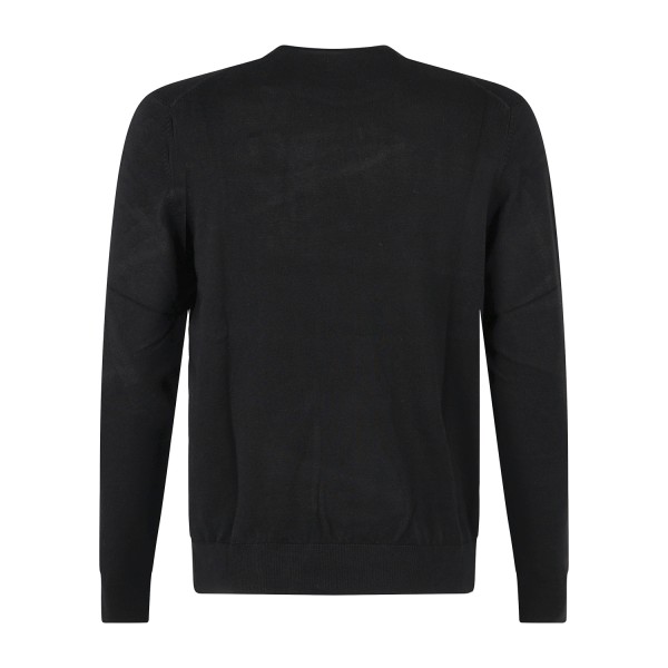 Markup - Maglione girocollo nero in viscosa con patch logo slim fit per uomo |
