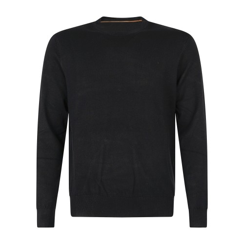 Markup - Maglione girocollo nero in viscosa con patch logo slim fit per uomo |