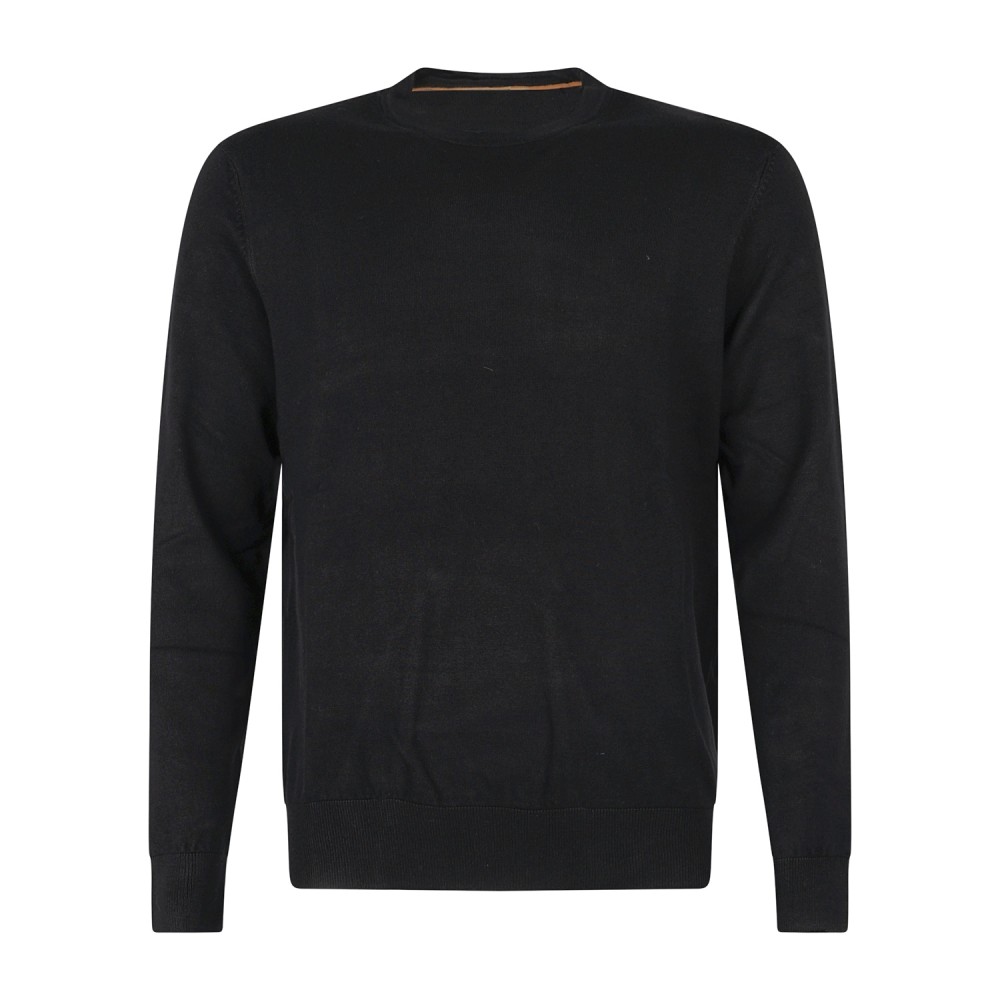 Markup - Maglione girocollo nero in viscosa con patch logo slim fit per uomo |