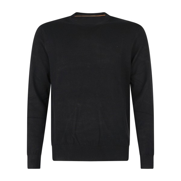 Markup - Maglione girocollo nero in viscosa con patch logo slim fit per uomo |