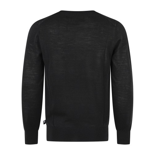 Richmond X - Maglione girocollo nero in lana merino regular fit per uomo | 2