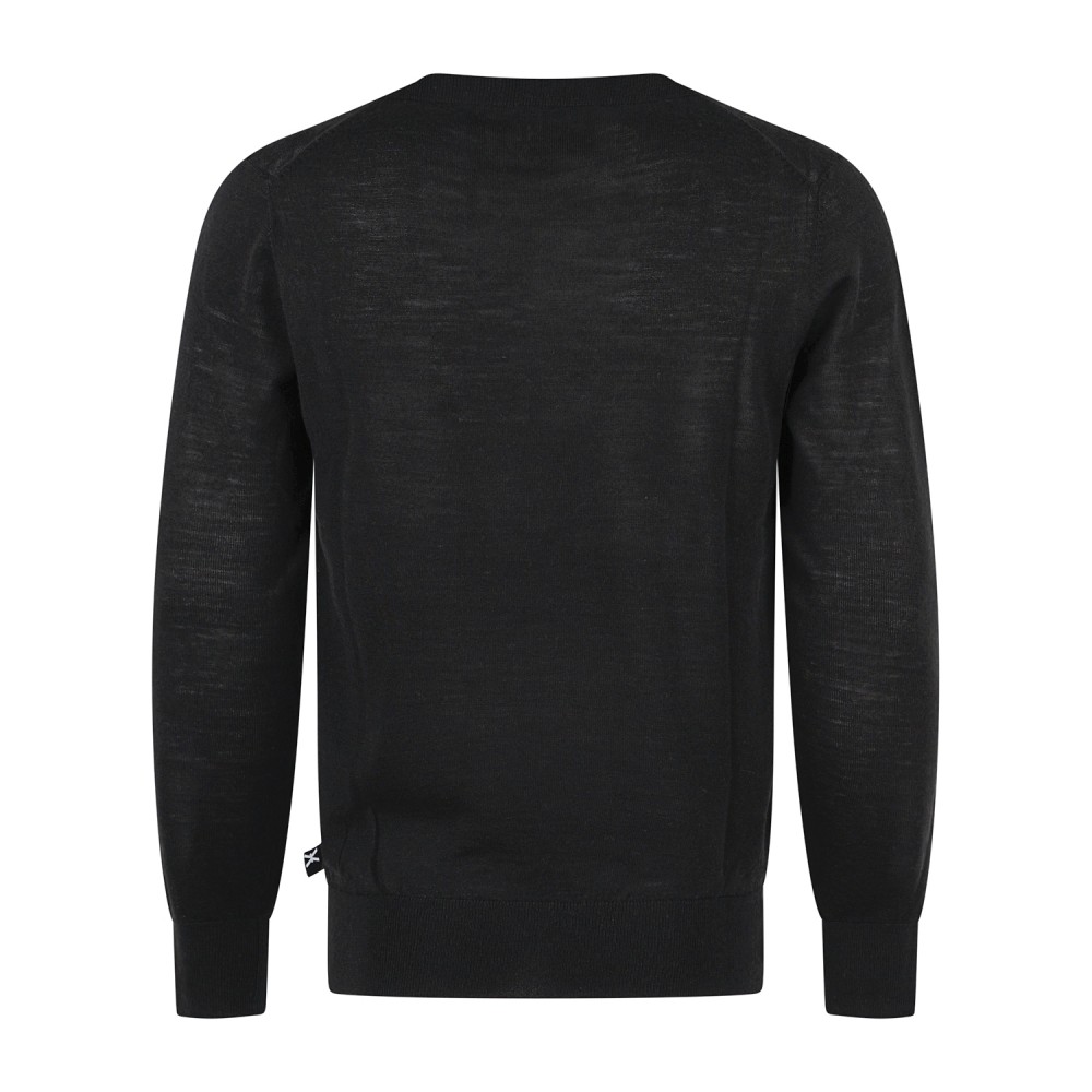Richmond X - Maglione girocollo nero in lana merino regular fit per uomo |