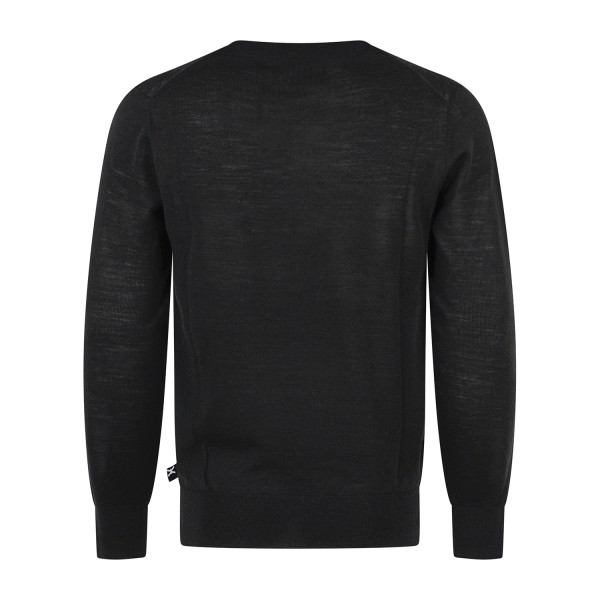 Richmond X - Maglione girocollo nero in lana merino regular fit per uomo |