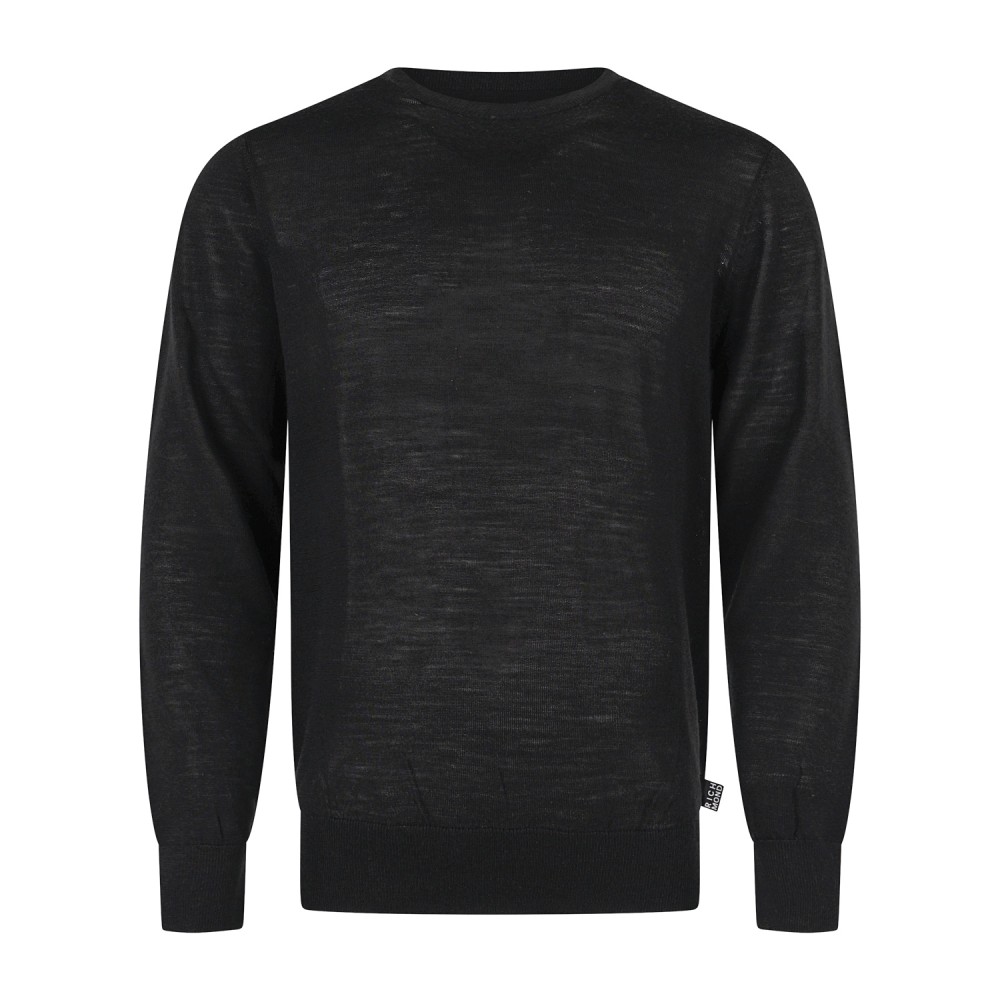 Richmond X - Maglione girocollo nero in lana merino regular fit per uomo |
