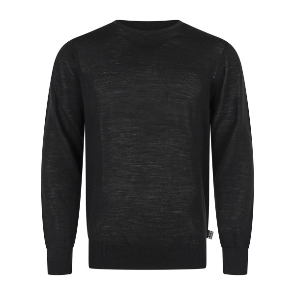 Richmond X - Maglione girocollo nero in lana merino regular fit per uomo |