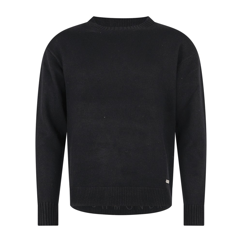 Richmond X - Maglione girocollo nero in lana con logo ricamato regular fit per