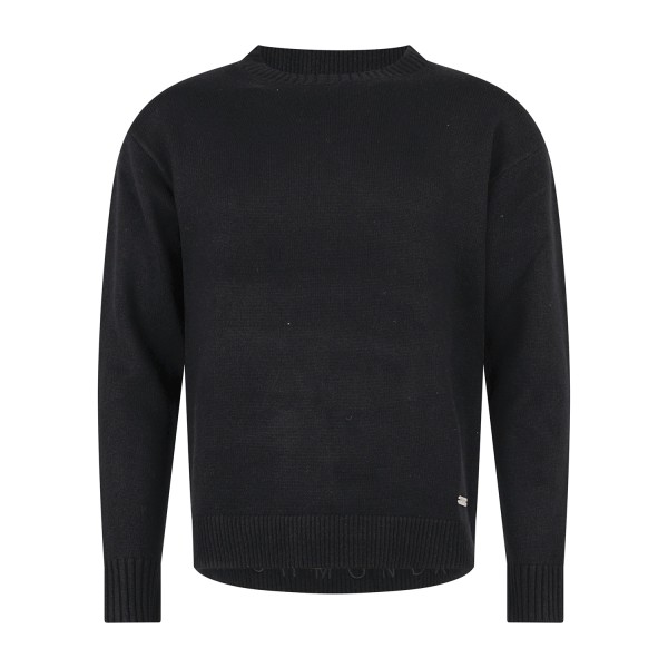 Richmond X - Maglione girocollo nero in lana con logo ricamato regular fit per