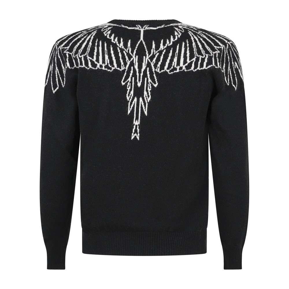 County Of Milan - Maglione girocollo nero in lana con grafica ad intarsio per