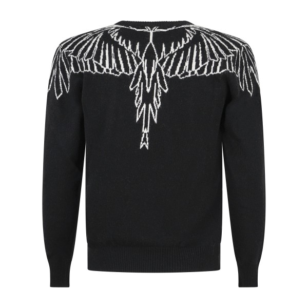 County Of Milan - Maglione girocollo nero in lana con grafica ad intarsio per