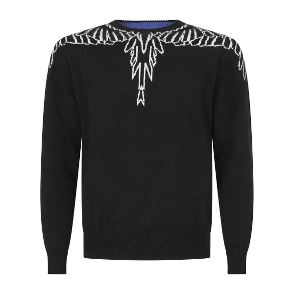 County Of Milan - Maglione girocollo nero in lana con grafica ad intarsio per