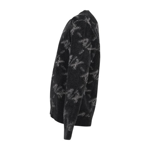 Armani Exchange - Maglione girocollo nero con lavorazione jacquard macro logo 2