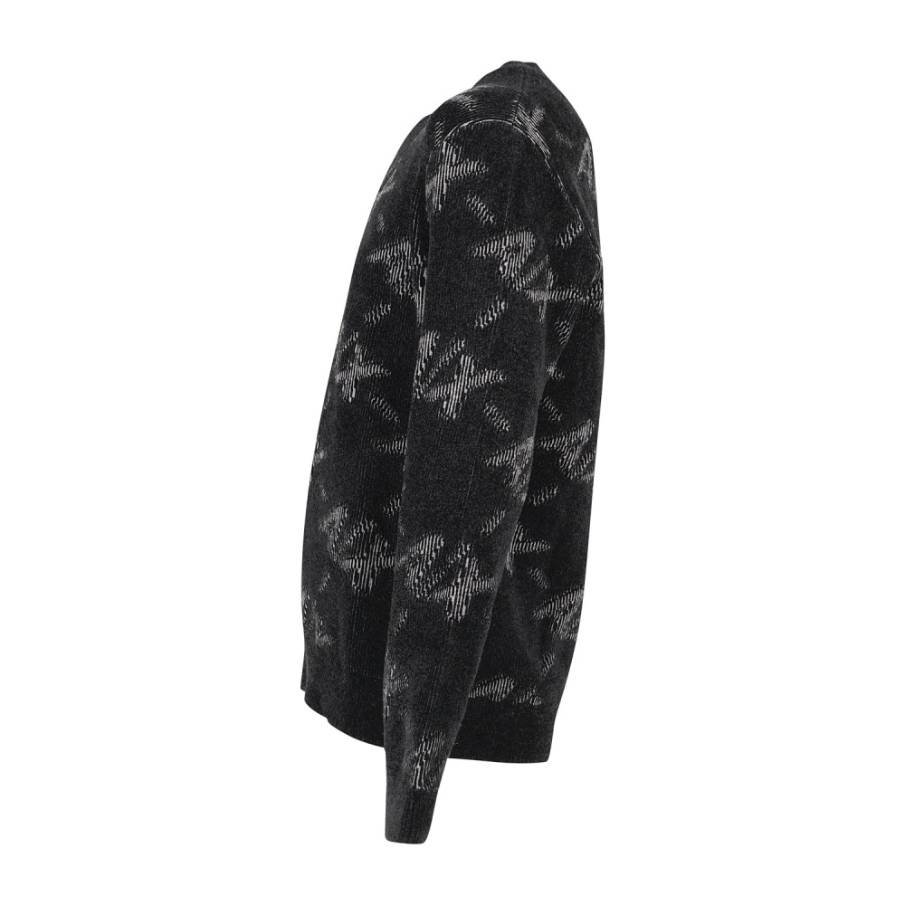 Armani Exchange - Maglione girocollo nero con lavorazione jacquard macro logo