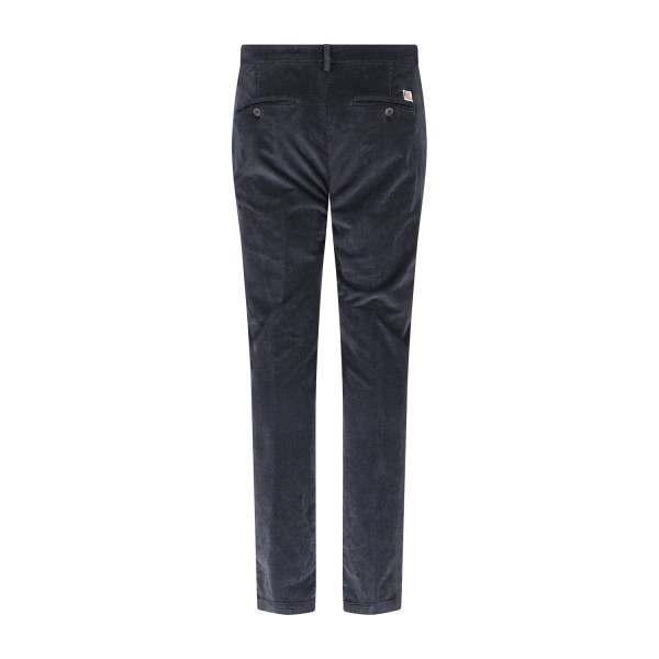Roy Roger's - Pantalone New Rolf blu tasca a filo slim fit in velluto diagonale