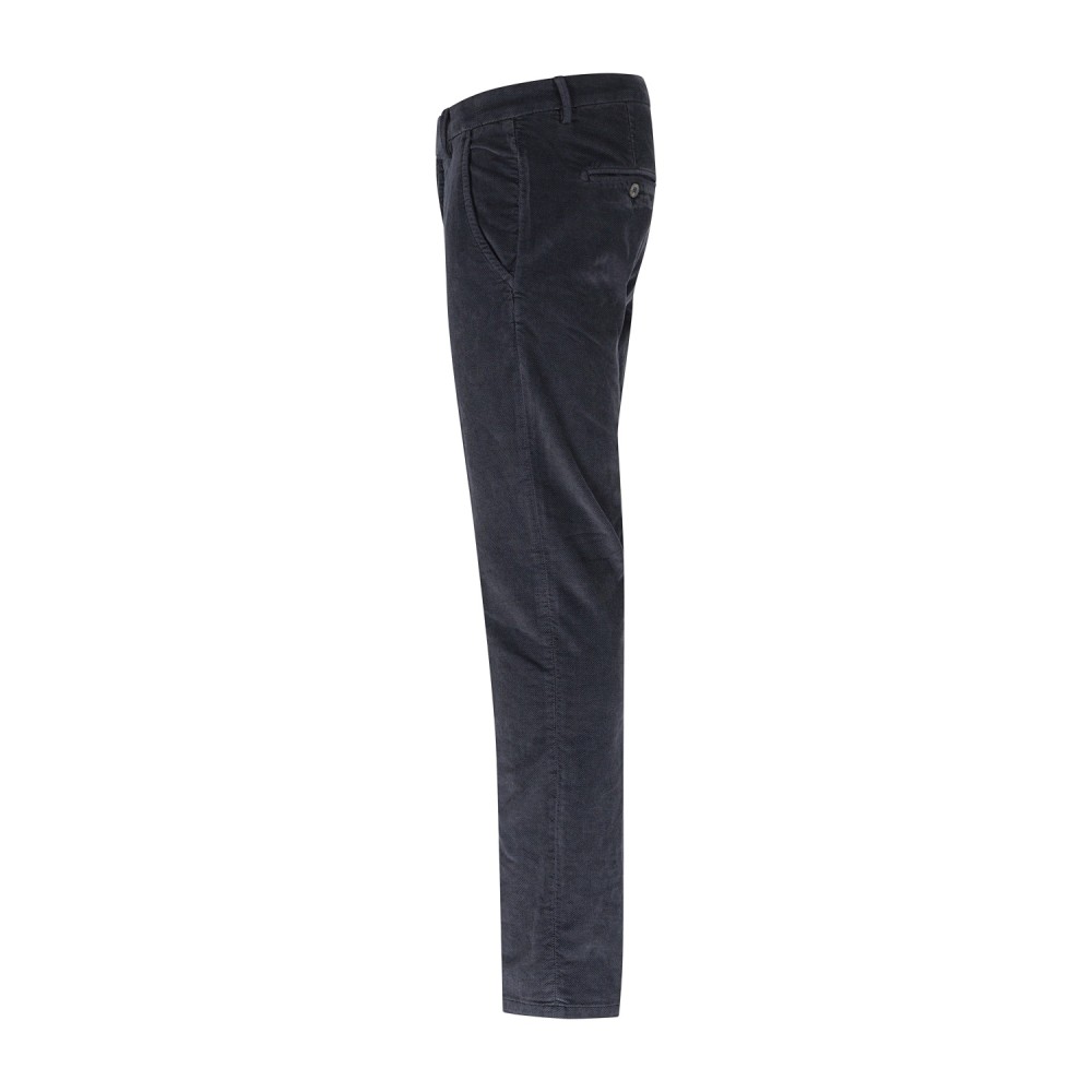 Roy Roger's - Pantalone New Rolf blu tasca a filo slim fit in velluto diagonale