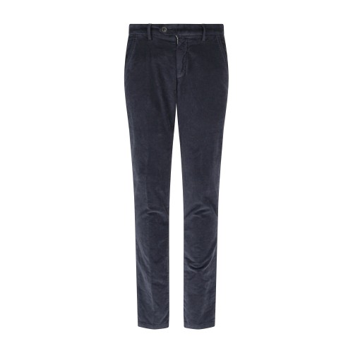 Roy Roger's - Pantalone New Rolf blu tasca a filo slim fit in velluto diagonale