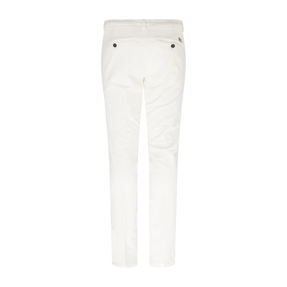 Roy Roger's - Pantalone New Rolf bianco tasca a filo slim fit in velluto