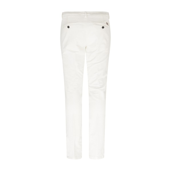 Roy Roger's - Pantalone New Rolf bianco tasca a filo slim fit in velluto