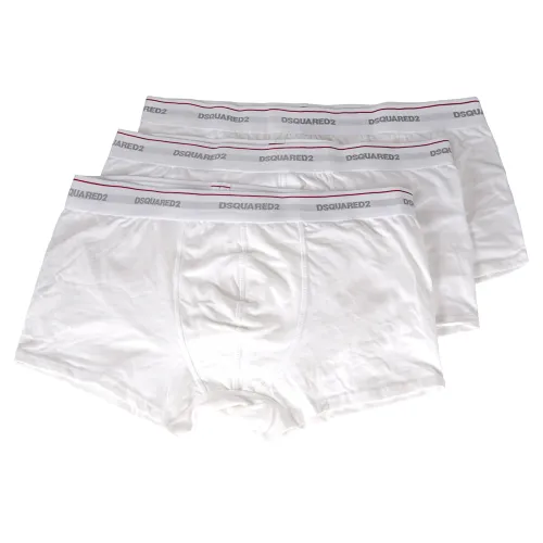 Dsquared2 - Set boxer bianchi da 3 pezzi con elastico per uomo | dcxc60040