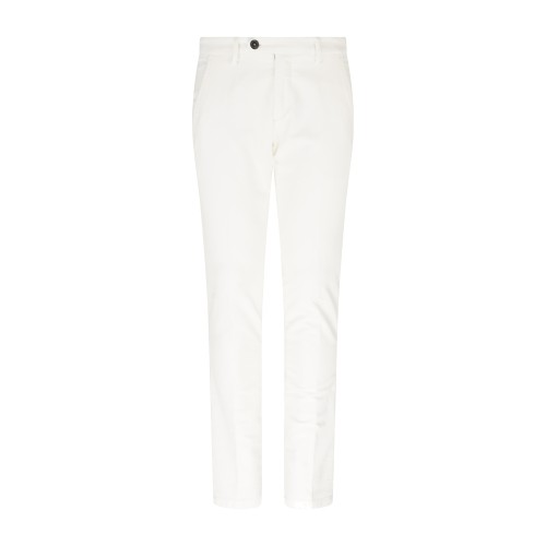 Roy Roger's - Pantalone New Rolf bianco tasca a filo slim fit in velluto