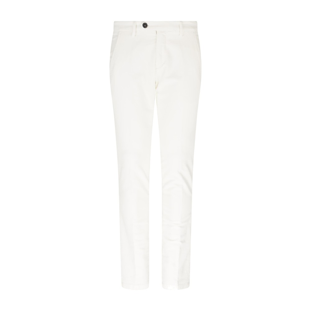 Roy Roger's - Pantalone New Rolf bianco tasca a filo slim fit in velluto