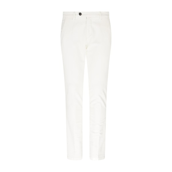 Roy Roger's - Pantalone New Rolf bianco tasca a filo slim fit in velluto