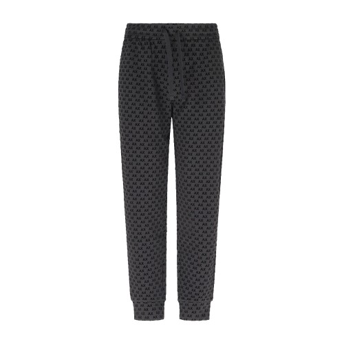 Armani Exchange - Pantalone tuta nero con stampa logo floccato all over regular