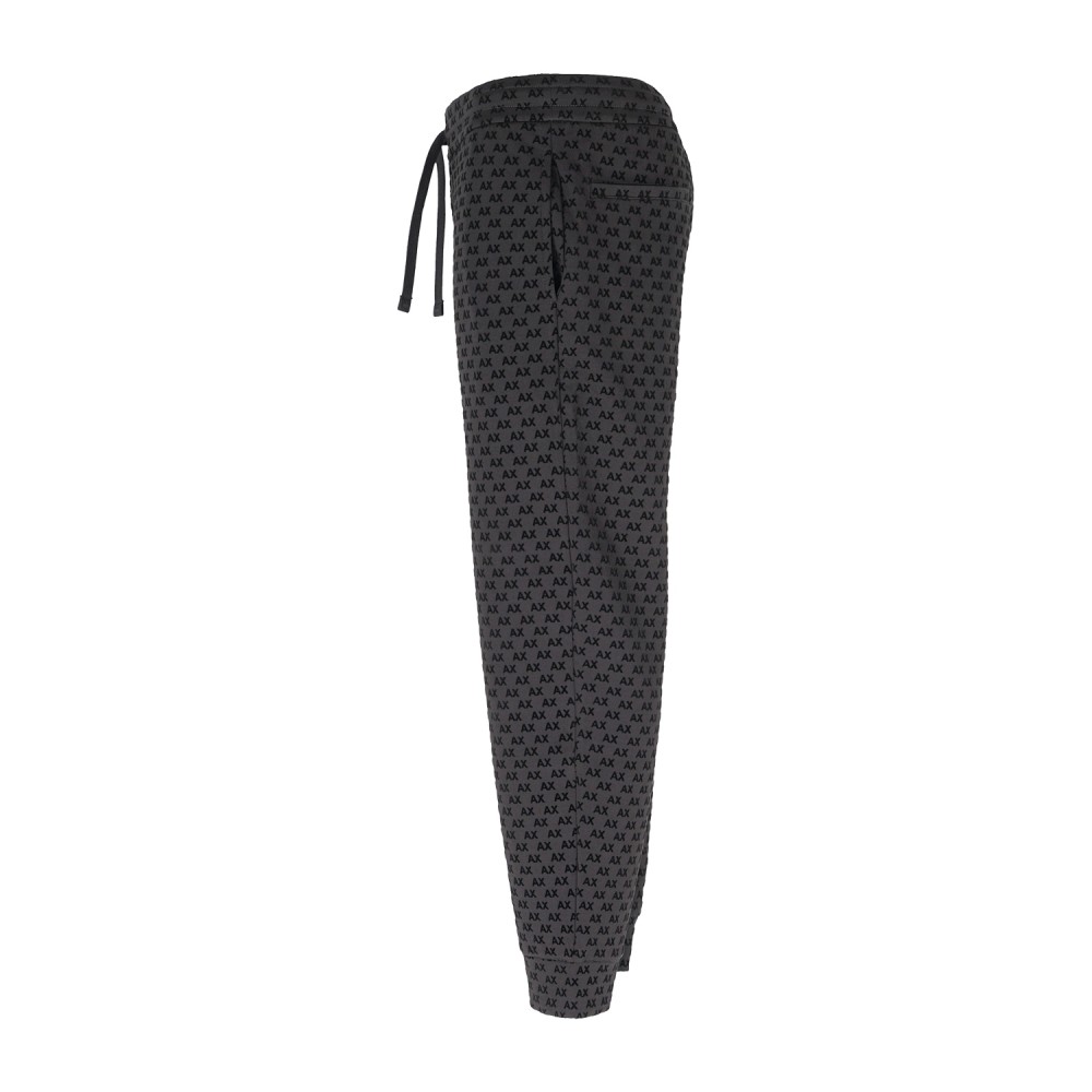 Armani Exchange - Pantalone tuta nero con stampa logo floccato all over regular
