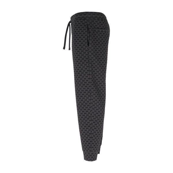 Armani Exchange - Pantalone tuta nero con stampa logo floccato all over regular